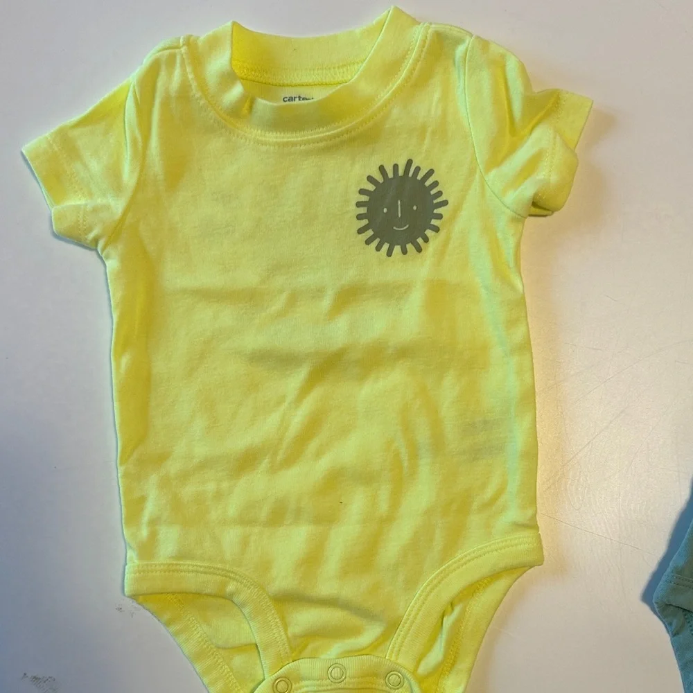 Carter's Yellow Sun and Green Little Brother Bodysuits